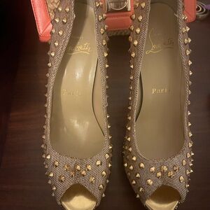 Christian Louboutin Gold Studded Heels